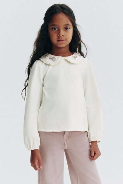 H&M Pamuklu ve İşleme Detaylı Bluz
