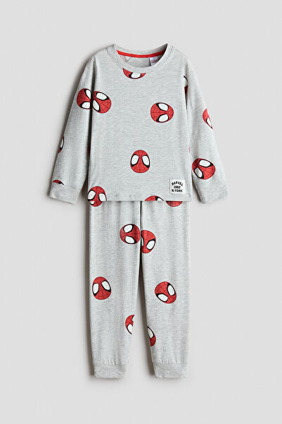 H&M Pamuklu ve Baskılı Pijama Takımı