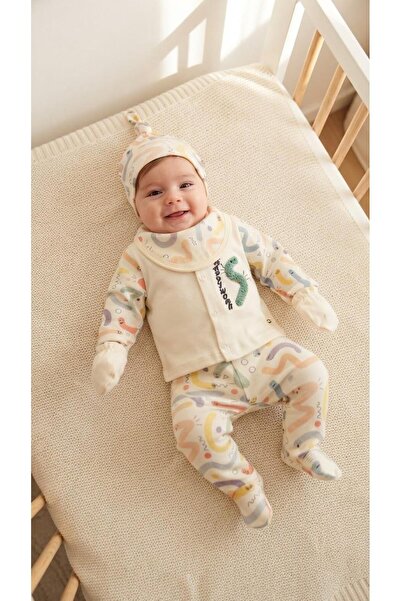Sinem Çeyiz Chckha 197 Cream Happyworm Punch Embroidered 5-Piece Bodysuit Set...