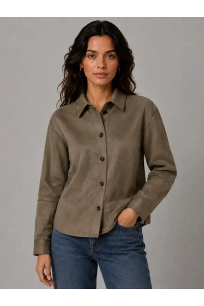 ONLY قميص Onlındı-Mıra L/S من الجلد المدبوغ الصناعي Cc Pnt للنساء 15376860