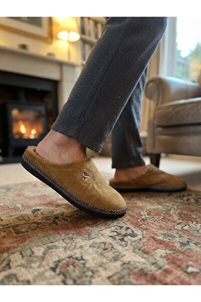 MÜJERİL'S Drago Men's House Slippers Soft Sole Wool Inside Slippers Soundproo...