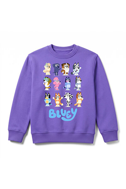 URBANTRENDSTORE Bluey Baskılı Çocuk Premium Kışlık Sweatshirt Yumuşak Şardonl...