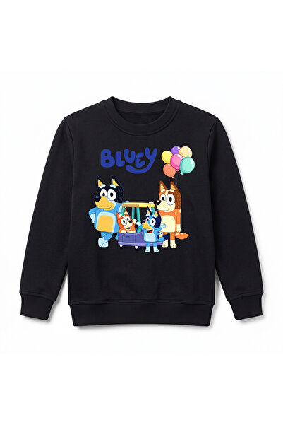 URBANTRENDSTORE سويت شيرت شتوي فاخر للأطفال مطبوع عليه Bluey، سطح داخلي ناعم