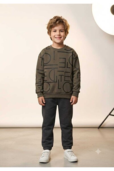 MonAlisa Kids Boy's Letter Printed Seasonal Khaki Suit