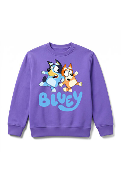 URBANTRENDSTORE Bluey Baskılı Çocuk Premium Kışlık Sweatshirt Yumuşak Şardonl...