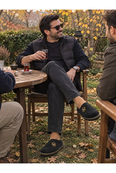 MÜJERİL'S Drago Men's House Slippers Soft Sole Wool Inside Slippers Soundproo...