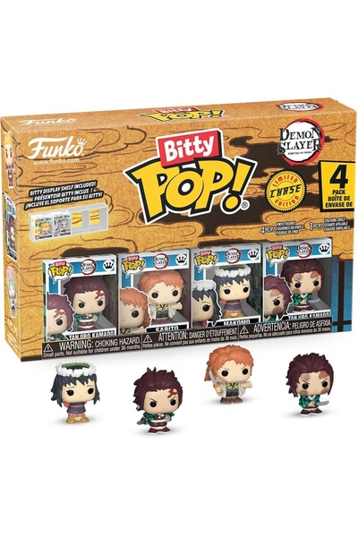 Funko Μπίτι Ποπ! Συσκευασία 4 τεμαχίων: Demon Slayer - Tanjiro Kamado - Sabit...