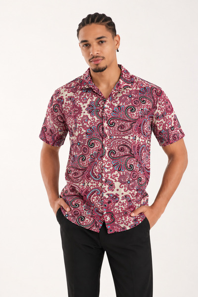 İLKCET MODA Digital Patterned Men's Oversize Shirt