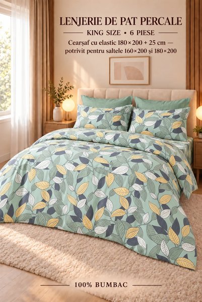 RALEX PUCIOASA Bedding Percale, 100% cotton, PRC186, King size with elastic —...