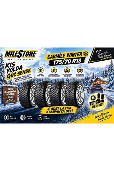 Milestone 175/70 R13 CARMİLE WİNTER 82T Kış Lastiği (4'LÜ TAKIM) (Üretim : 2026)
