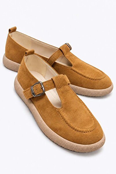 CCWAY AYAKKABI Γυναικεία ζώνη με αγκράφα Loafer TABA SUEDE
