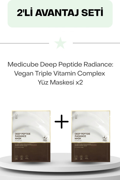 Medicube Deep Peptide Radiance: Vegan Triple Vitamin Complex Yüz Maskesi İkil...