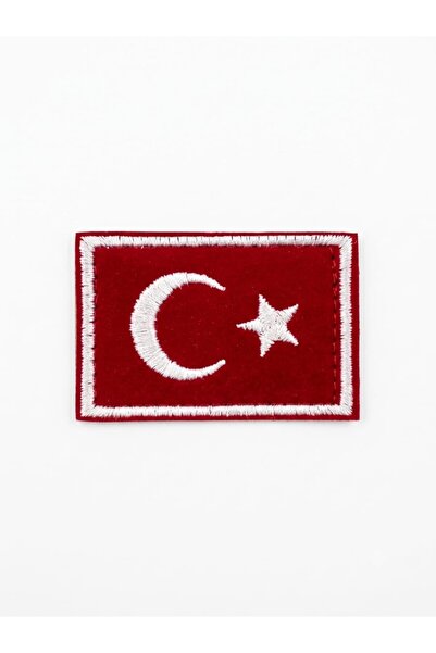 Seyhan Askeri Malzeme Bayrak Peç Kırmızı 2 Adet 4x6 cm Arkası Cırtlı (Kara Kuvvetleri Kol Peçi)