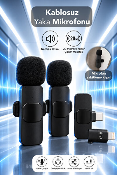 mimtec Mini Kablosuz Mikrofon - Taşınabilir Type-C & Lightning Uyumlu Kablosu...