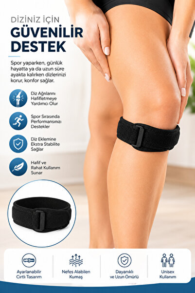 TRENDLİA Silikon Destekli Ayarlanabilir Patella Bandı Diz Altı Tendon Koruyuc...