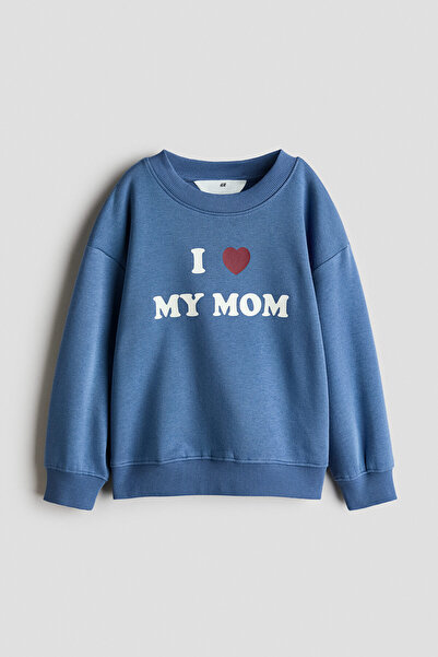 H&M Baskı Motifli ve İçi Tüylü Sweatshirt