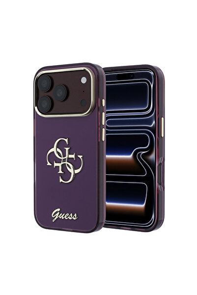 Guess iPhone 18 Pro Max Uyumlu Kılıf Lisanslı Yazı ve 4G Büyük Metal Logolu S...