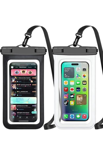 Famoby Up to 8.3" 2 Pack Black White Universal Waterproof Phone Pouch, Large ...
