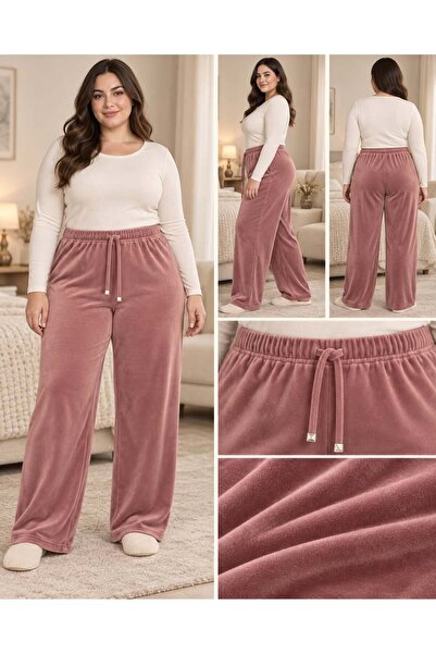 Lady Queen Fransız Kadife Battal Beden Pijama Altı 8021