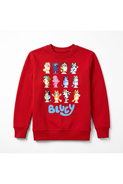 URBANTRENDSTORE سويت شيرت شتوي فاخر للأطفال مطبوع عليه Bluey، سطح داخلي ناعم