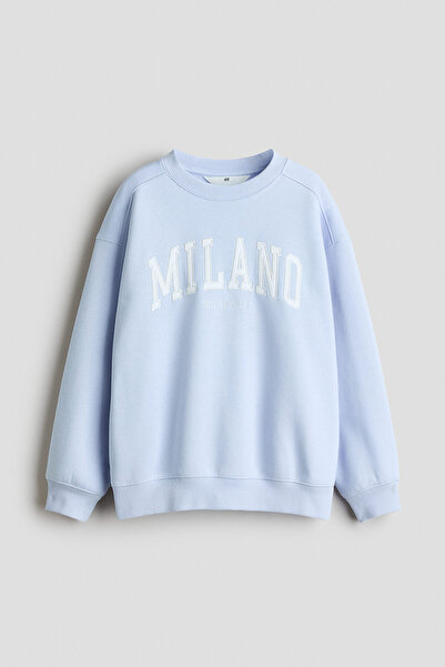 H&M Bol Kesimli ve Baskılı Sweatshirt