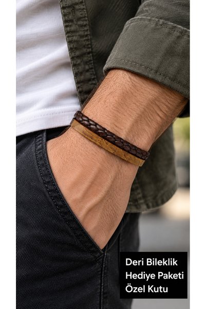 HER ŞEY NOTA www.herseynota.com Otravio Rusticweave Brown Leather Men's Brace...