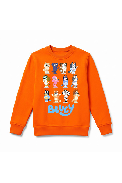 URBANTRENDSTORE سويت شيرت شتوي فاخر للأطفال مطبوع عليه Bluey، سطح داخلي ناعم