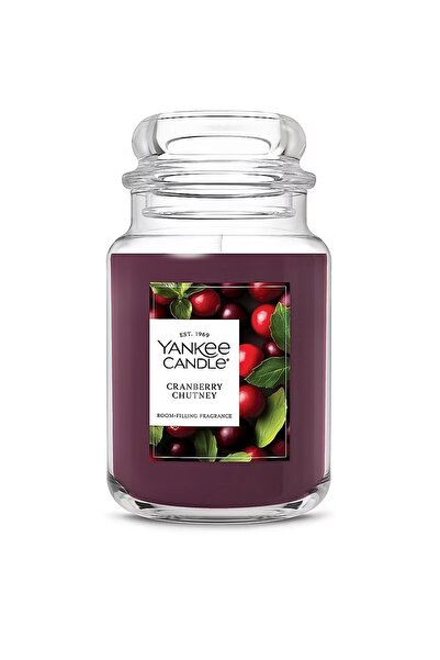 Yankee Candle Cranberry Chutney Büyük Kavanoz Mum (623,7 gr) – Kızılcık, Siya...