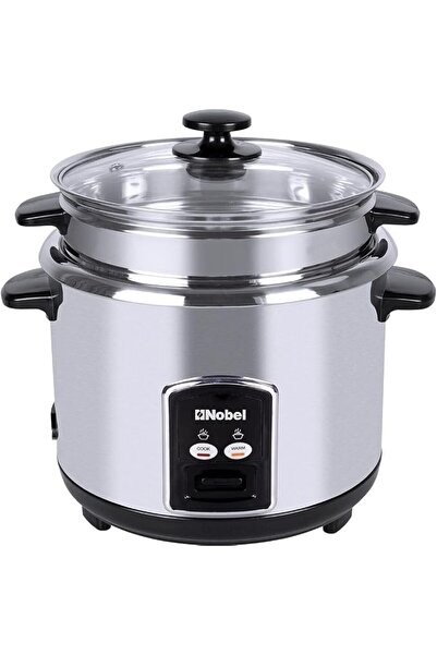 Nobel 2.8 Litres Rice Cooker Stainless Steel Tempered Glass Lid With Thermal ...