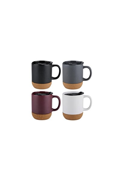 Plastona Κεραμική κούπα με καπάκι 4 χρώματα 410ml/12.3x9x12εκ.