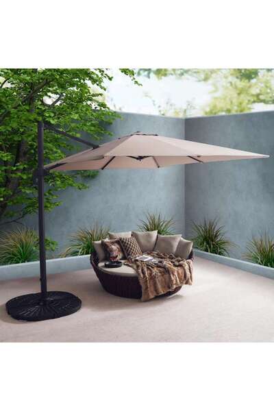 PAN HOME Taral Outdoor Umbrella With Base - Taupe