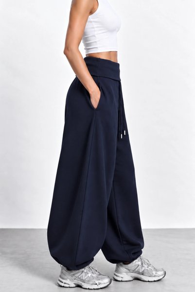 BRGCLOTHING Curled Detail Shirred Sweatpants