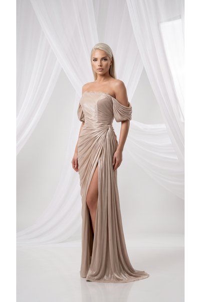 holie dress STRAPLEZ DRAPELİ UZUN ABİYE ELBİSE