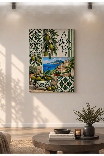 Akdeniz Esintisi Zeytin Canvas Tablo – Çerçevesiz Duvar Dekoru - 35x50 / 50x70 / 70x100 / 100x140