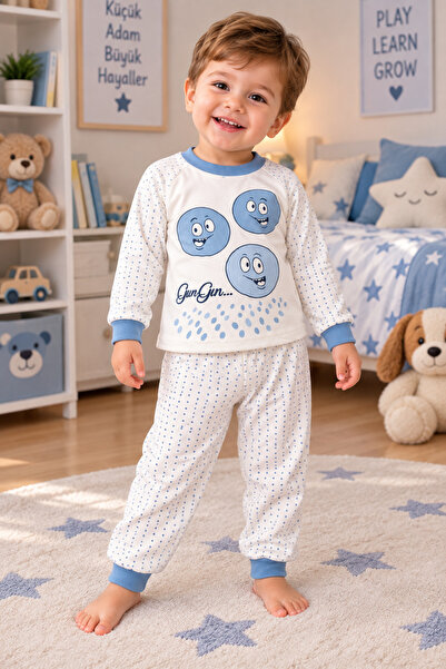 SERPİL 2-Year-Old Boy's Pajama Set – Long Sleeve Printed, Patterned, Comforta...