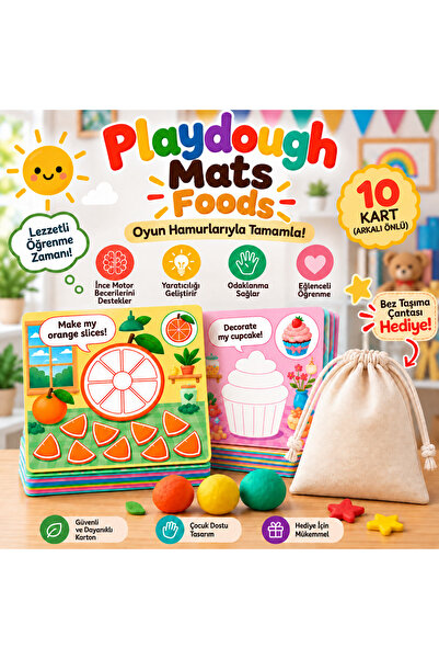 lnly Foods Playdough Mats – Food Themed Play Dough Activity Cards for Ages 3+...