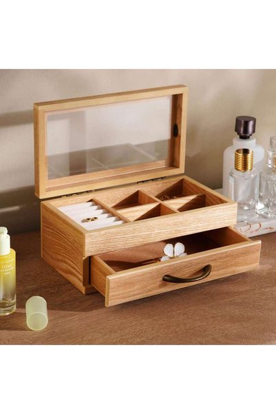 PAN HOME Woodland 2-Drawer Jewellery Box 25X16X11cm-Natural Gloss