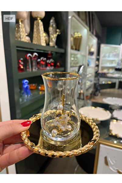 P&ORA PREMIUM KITCHEN PRODUCTS طقم شاي من مادة EVA مطلي بالذهب ومزين باللؤلؤ ...