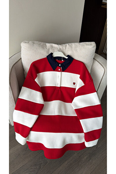 ELLA Nakış Detaylı Çizgili Sweatshirt