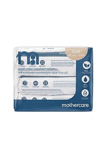 MOTHERCARE Saf Su İçeren Yenidoğan Islak Mendil 3x60 Adet