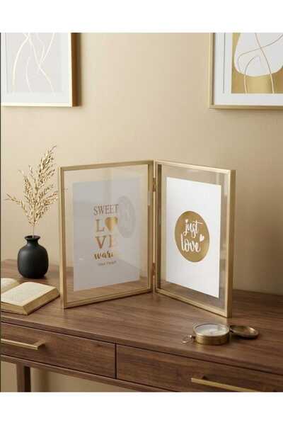 Home İKİLİ GOLD KENARLI METAL ÇERÇEVE ÖNÜ CAMLI 22*18 CM