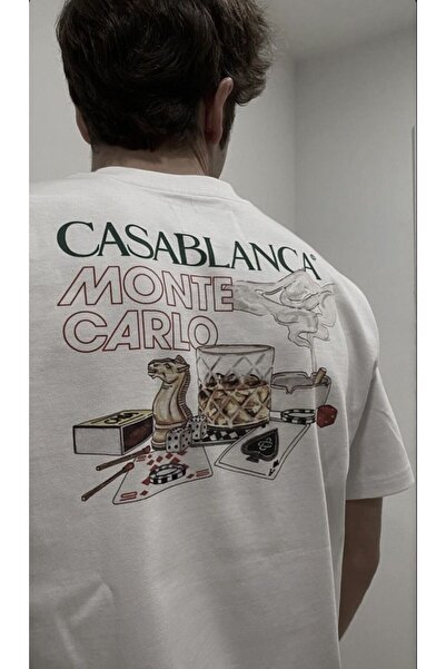 POPULUS Λευκό μπλουζάκι με στάμπα στην πλάτη Casablanca Monte Carlo Casino Co...