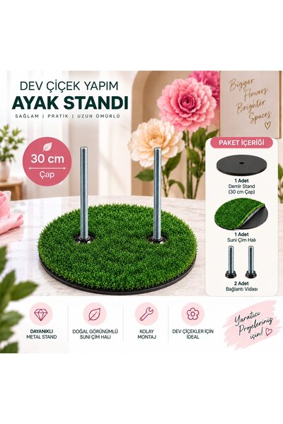 roco paper 2li Dev Metal Çiçek Standı - 30 cm, Dekoratif Eva - Krapon Kağıt Ç...