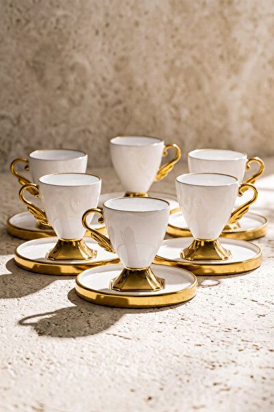 Perotti Çengelköy 6-Person Gilded Coffee Cup Set