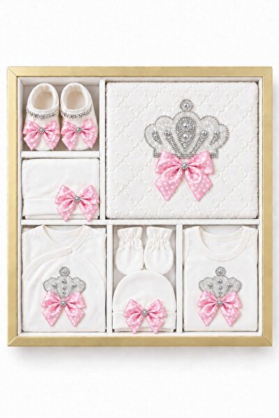 Pina Kids Baby Girl with Stones, Crown and Ribbon, Newborn Hospital Release 1...