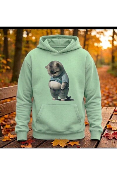 UNCİA OUTDOORS Γυναικεία ανδρική unisex φούτερ με κουκούλα με στάμπα χοντρής ...