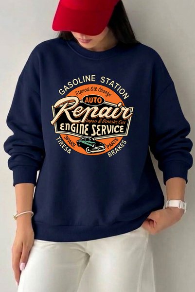 uyguntarz Unisex Gasoline Printed Crew Neck Sweatshirt
