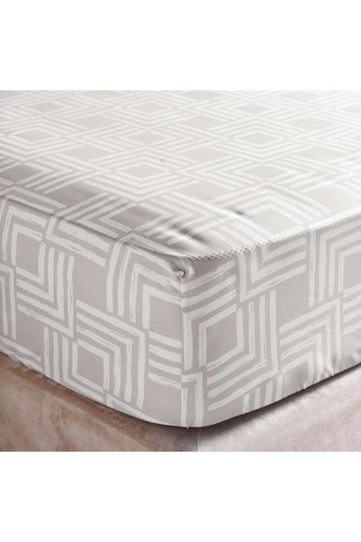 PAN HOME Everyday Geometric Printed Twin Fitted Sheet 120x200+33 Cm-beige