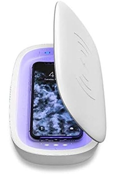 Mophie - جهاز تعقيم الهاتف الذكي مع شحن لاسلكي عالمي - أبيض