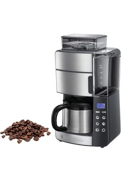 RUSSELL HOBBS Grind & Brew Drip Coffee Maker – 10 Cups, Thermal Jug 1L, Grind...